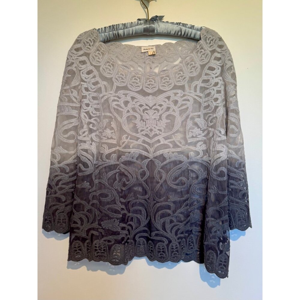 Meadow Rue Anthropologie Ombre Lace Top Tunic L
